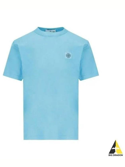 Pisato Effect Logo Patch Short Sleeve T-Shirt Turquoise - STONE ISLAND - BALAAN 2