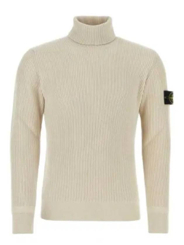 Men's Logo Patch Turtleneck Ivory - STONE ISLAND - BALAAN 2