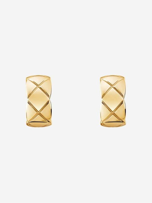 Coco Crush Earrings Quilted Motif 18K Yellow Gold J11134 - CHANEL - BALAAN 1