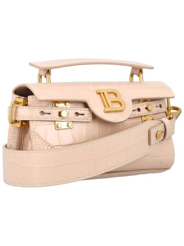 B Buds 19 Croc Embossed Leather Shoulder Bag Nude - BALMAIN - BALAAN 3