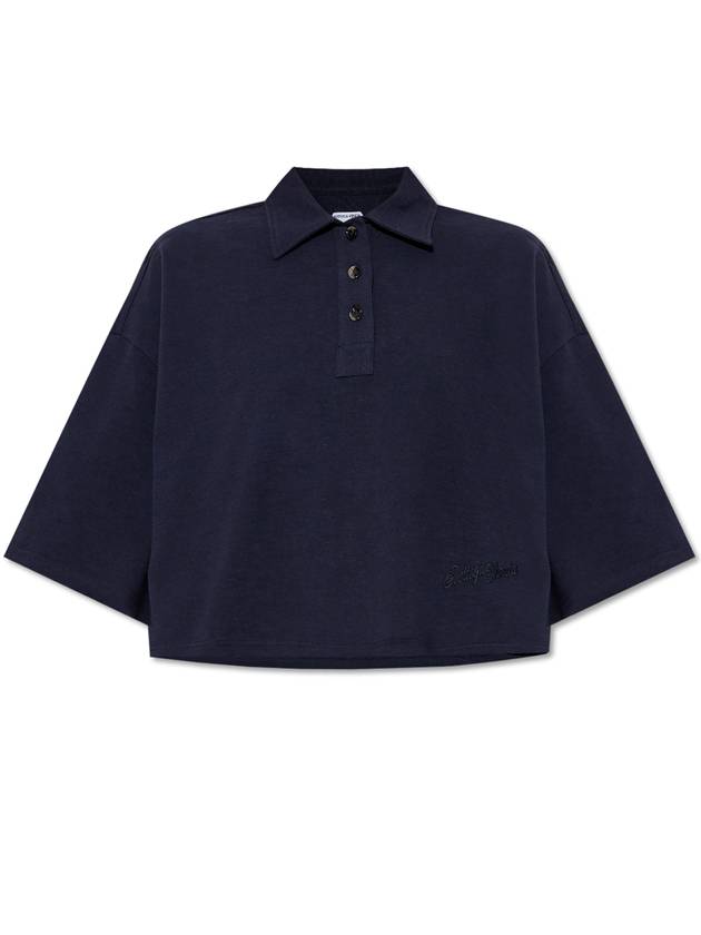 Bottega Veneta Short-sleeve Polo, Women's, Navy Blue - BOTTEGA VENETA - BALAAN 1