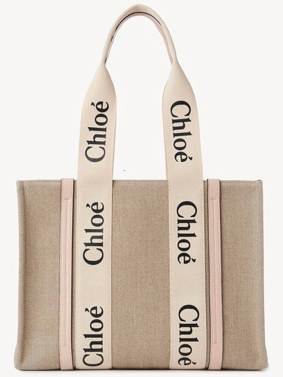 Woody Canvas Medium Tote Bag Cement Pink - CHLOE - BALAAN 2