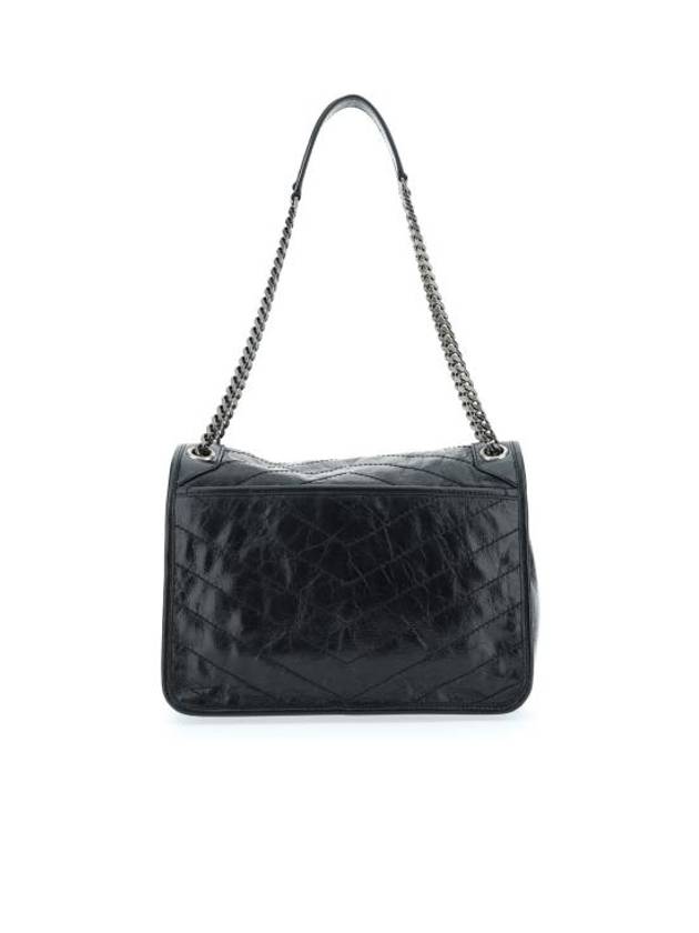 Nikki Medium Krinkle Vintage Leather Shoulder Bag Black - SAINT LAURENT - BALAAN 4