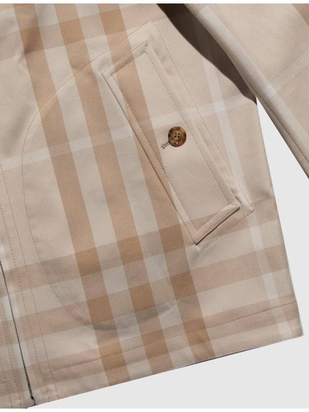 Men's Reversible Check Cotton Collar Zip-Up Jacket Beige - BURBERRY - BALAAN 3