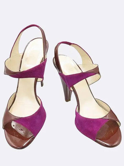 Brown Purple Suede Patent Leather Women s Open Toe Shoes 240MM - DIOR - BALAAN 2