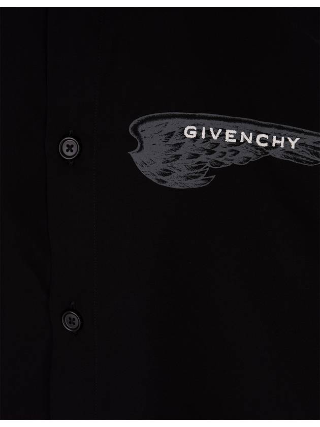 Branded Wing Poplin Short Sleeve Shirt Black - GIVENCHY - BALAAN 4