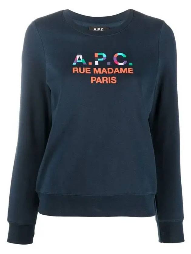 Women's Color Block Logo Sweat Sweatshirt Navy - A.P.C. - BALAAN 2