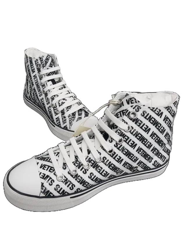 Logo All Over Printed Canvas High-Top Sneakers White - VETEMENTS - BALAAN 3