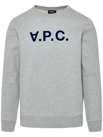 Men's VPC Logo Print Crew Neck Sweatshirt Grey - A.P.C. - BALAAN 1