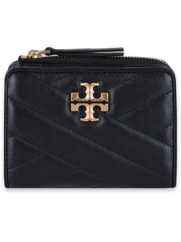 Women s Kira Chevron Bifold Zipper Half Wallet Black 153121 001 - TORY BURCH - BALAAN 1