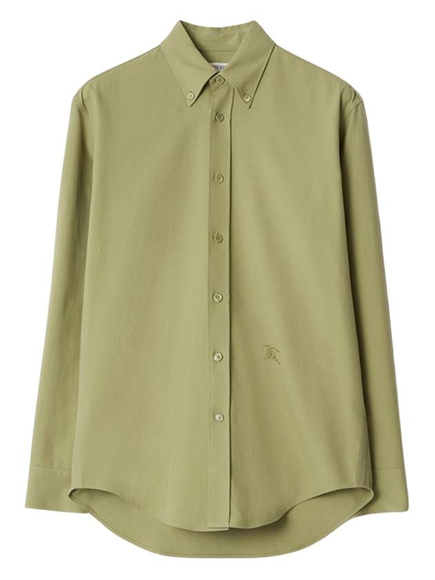 Cotton Oxford Long Sleeve Shirt Green - BURBERRY - BALAAN 2