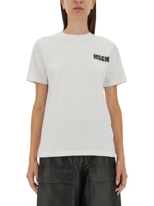 Back Logo Print Cotton Short Sleeve T-Shirt White - MSGM - BALAAN 2