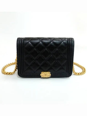 Boy Gold Chain Clutch Mini Cross Bag Black - CHANEL - BALAAN.