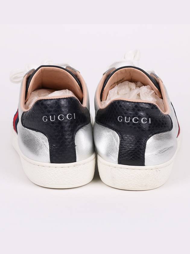 Metallic Silver Three Stripes 36 Women s Sneakers 387993 - GUCCI - BALAAN 7