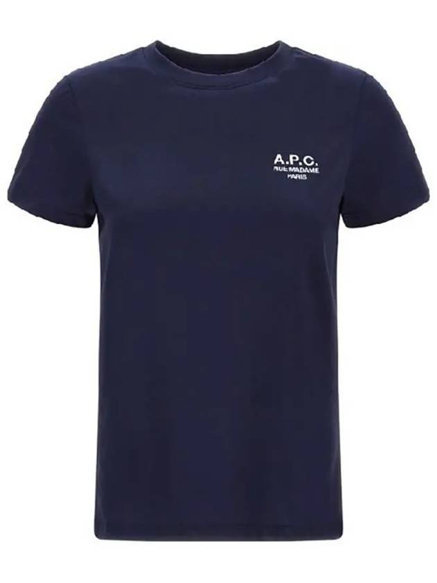 Denise Embroidered Short Sleeve T-shirt Navy - A.P.C. - BALAAN 2