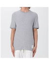 Micro waffle knit t shirt short sleeve gray - THOM BROWNE - BALAAN 2