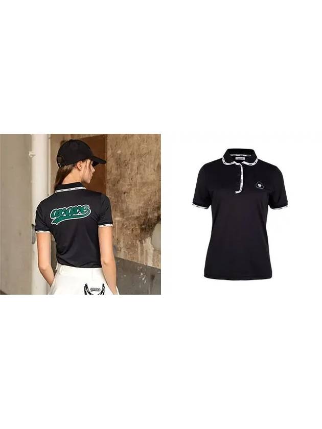 Golf Tennis Round Collar T-shirt Black - AVAVE - BALAAN 3