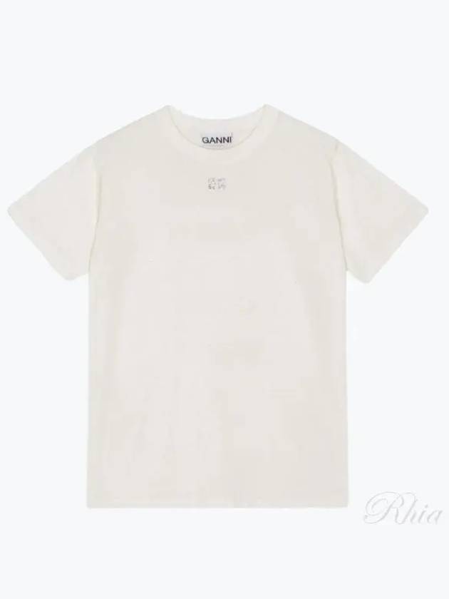 Logo Cotton Short Sleeve T-Shirt White - GANNI - BALAAN 2