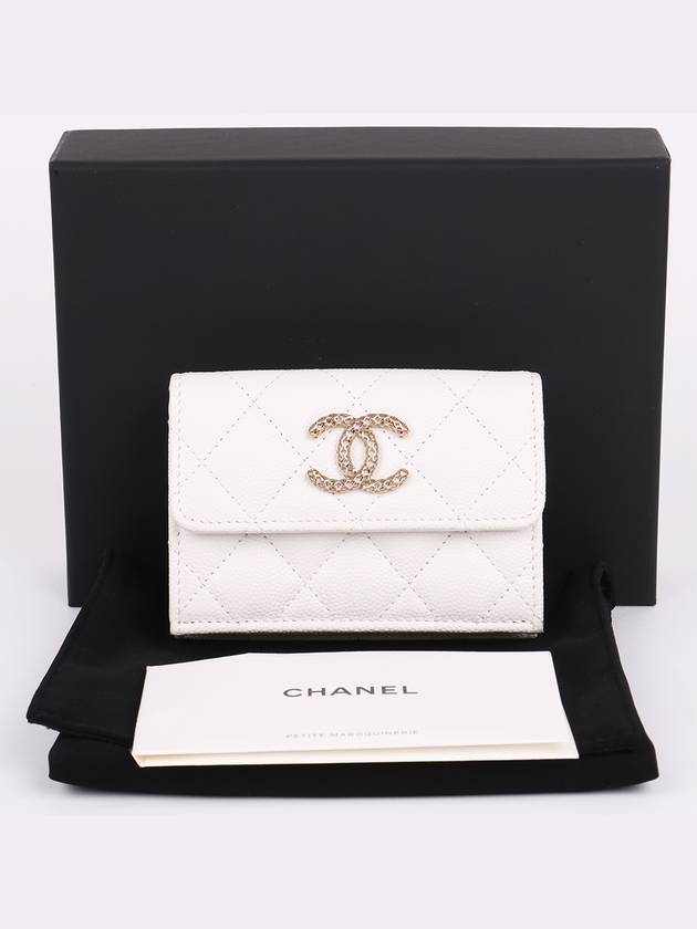 Caviar new logo white flap half wallet - CHANEL - BALAAN 10