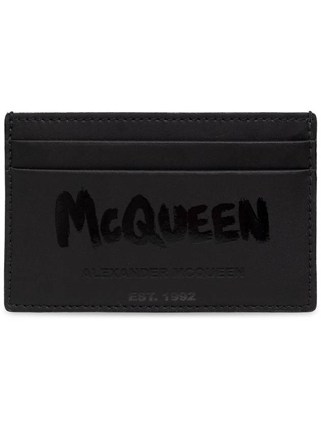 Graffiti Logo Two-Tier Card Wallet Black - ALEXANDER MCQUEEN - BALAAN 1