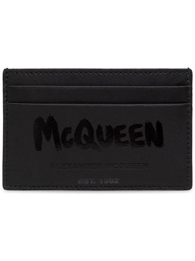 Graffiti Logo Two-Tier Card Wallet Black - ALEXANDER MCQUEEN - BALAAN 1