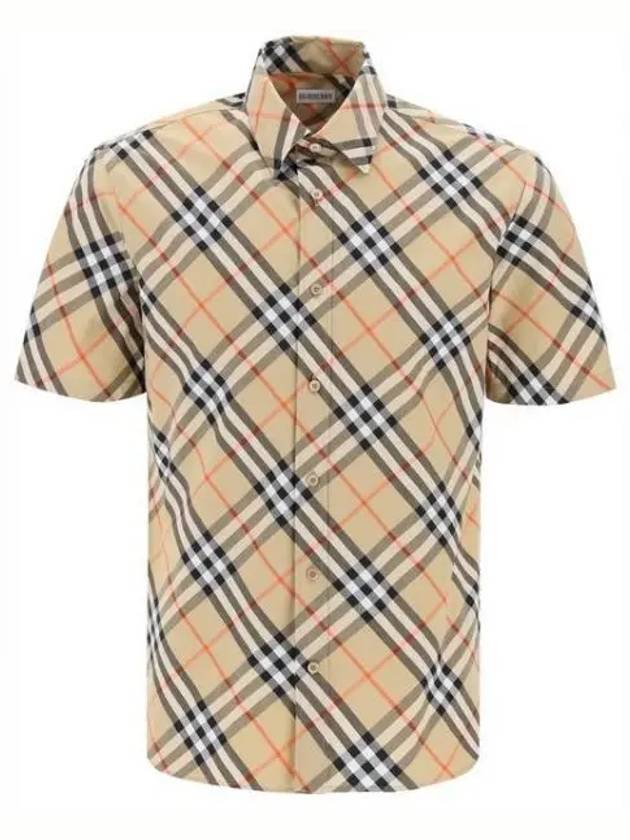 Check Cotton Long Sleeve Shirt Sand - BURBERRY - BALAAN 2