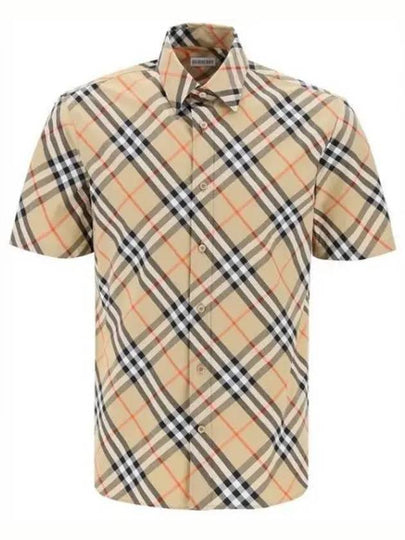 Check Cotton Long Sleeve Shirt Sand - BURBERRY - BALAAN 2