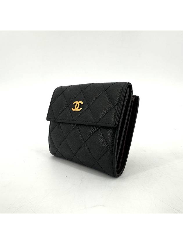 Caviar flap gold logo bi fold wallet - CHANEL - BALAAN 3