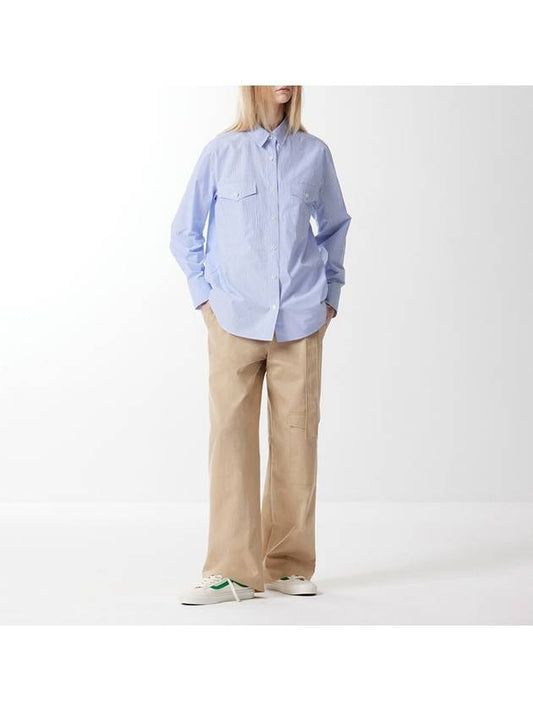 Boy fit pink stripe combination cotton shirt blue 0042 - VOYONN - BALAAN 2