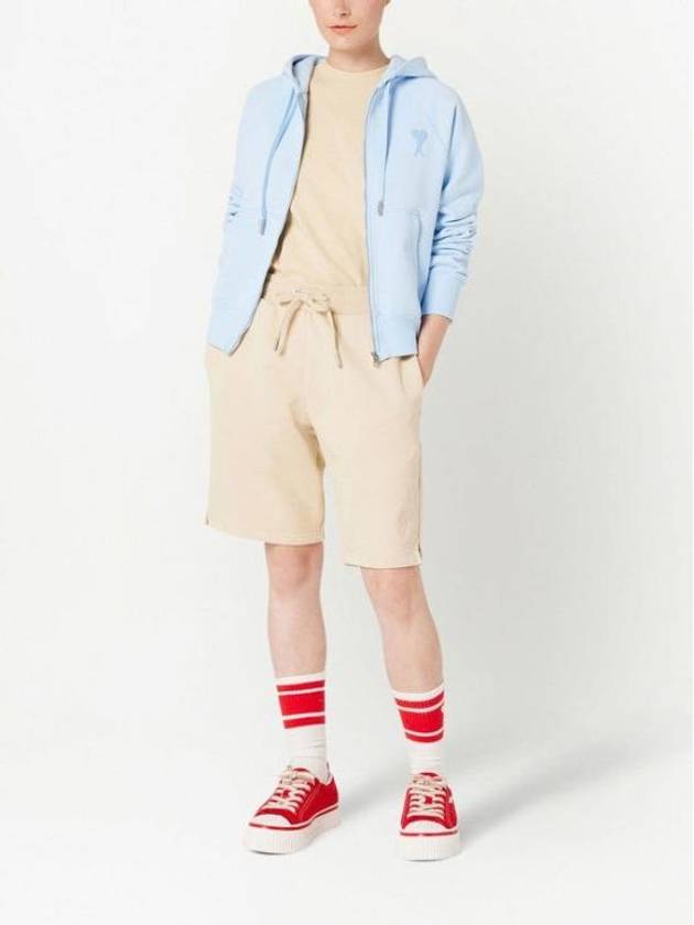 Small Heart Logo Drawstring Shorts Beige - AMI - BALAAN 4