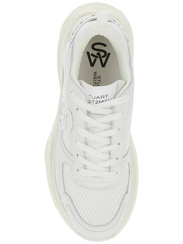 White Sneakers With Logo Embroidery On The Side And Logo Patch On The Heel In Leather And Mesh Woman - STUART WEITZMAN - BALAAN 4