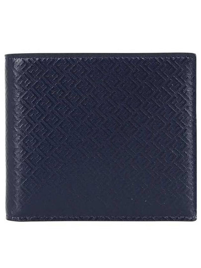 Micro Logo Leather Half Wallet Blue - FENDI - BALAAN 2