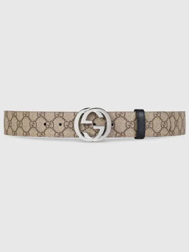 Men's Double-sided GG Supreme Solid Leather Belt Black Beige - GUCCI - BALAAN 2