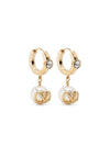 V Logo Pearl Drop Earrings Gold - VALENTINO - BALAAN 1