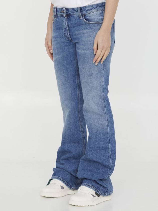 Women's Logo Patch Cotton Flare Jeans Blue - OFF WHITE - BALAAN 3