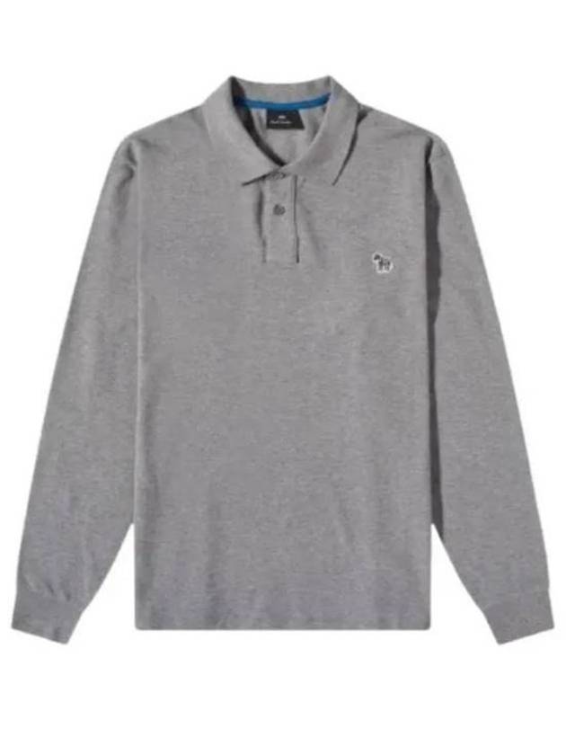 Zebra Patch Long Sleeve Polo Shirt Grey - PAUL SMITH - BALAAN 2