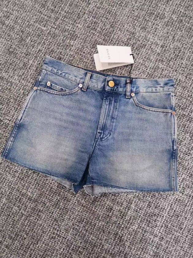 Strawberry Washed Denim Shorts Blue - GUCCI - BALAAN 8