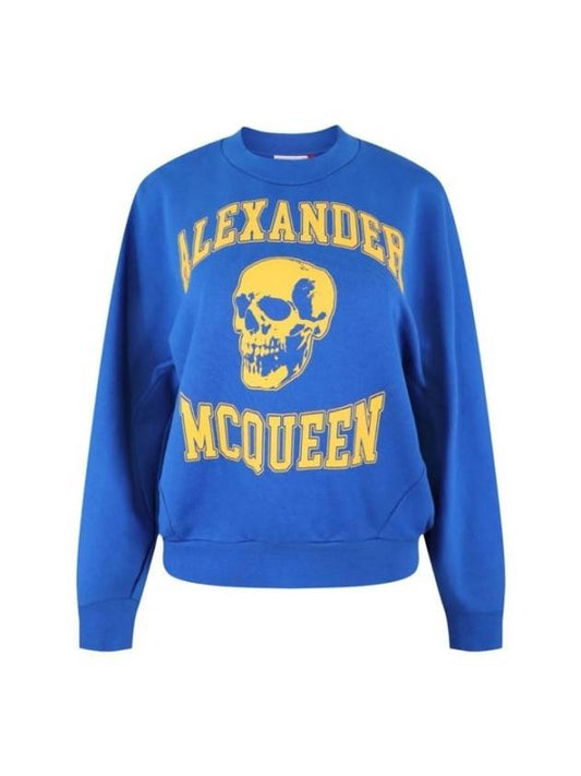 Skull Print Sweatshirt Blue - ALEXANDER MCQUEEN - BALAAN 1