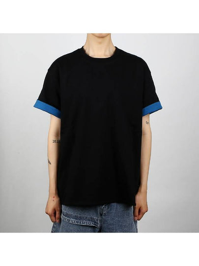 Double Layer Cotton Short Sleeve T-Shirt Black - BOTTEGA VENETA - BALAAN 2