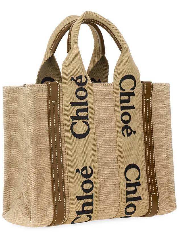 Woody Logo Small Tote Bag Brown Beige - CHLOE - BALAAN 4