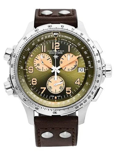 H77932560 Khaki Aviation Xwind GMT Chrono Men's Leather Watch - HAMILTON - BALAAN 1