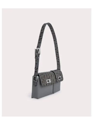 Baby Billy Croco Semi Patent Leather Shoulder Bag Cement - BY FAR - BALAAN 1