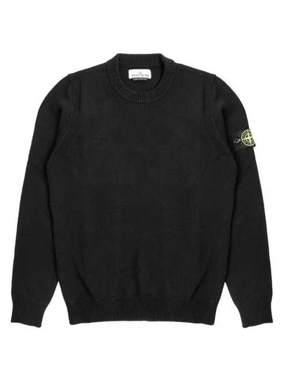 Wappen Patch Round Neck Knit Top Black - STONE ISLAND - BALAAN 2