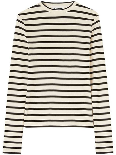 Back Logo Cotton Two Toned Stripe Long Sleeve T-Shirt Black White - JIL SANDER - BALAAN 2