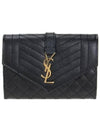 Matelasse Monogram Envelope Small Half Wallet Black - SAINT LAURENT - BALAAN 2