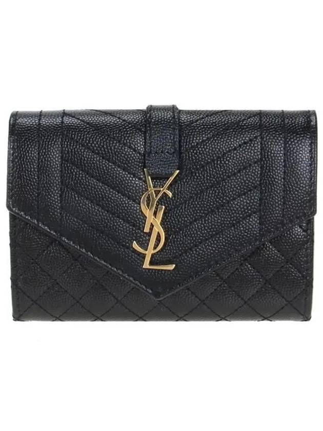 Matelasse Monogram Envelope Small Half Wallet Black - SAINT LAURENT - BALAAN 2