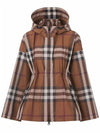 Check Hooded Jacket Dark Birch Brown - BURBERRY - BALAAN 2