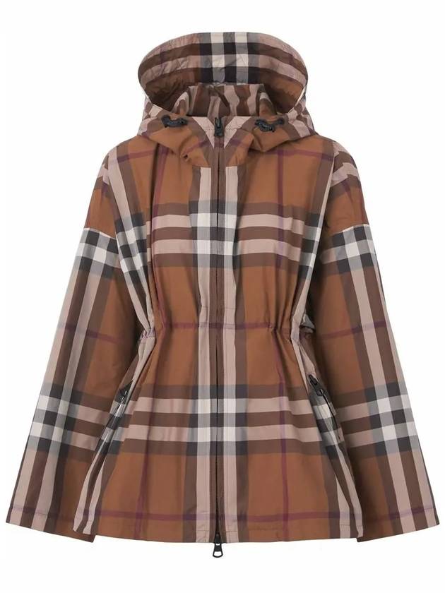 Check Hooded Jacket Dark Birch Brown - BURBERRY - BALAAN 2