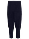 Tapered Pleated Straight Pants Navy - ISSEY MIYAKE - BALAAN 2