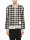 Men's Double Face Tartan Wool Bomber Jacket Grey - THOM BROWNE - BALAAN 3